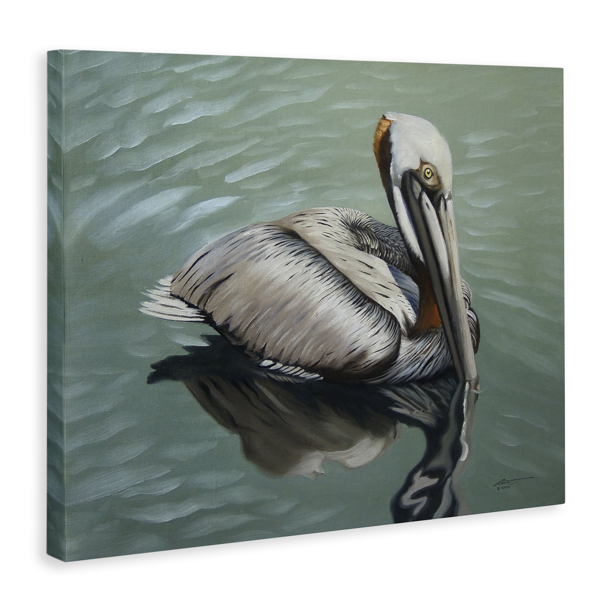 Stupell Industries Pelican Lake Reflection Animals & Insects Painting Gallery Wrapped Canvas Art Print Wall Art, 40 x 30