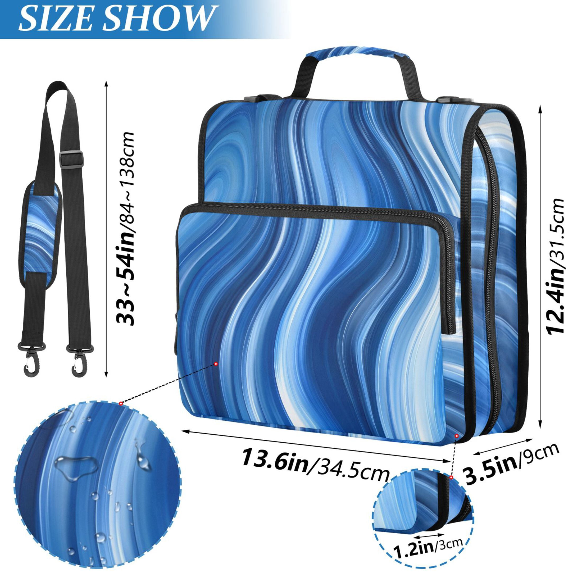 ALAZA Zipper Binder Blue Liquid 3 Ring Trapper Keeper File Folder Organizer Bag
