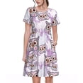 thumbnail image 1 of Disketp Owl And Floral para Vestido de Manga Corta para Mujeres, Vestidos de Verano para Mujeres, Casual y Holgado para la Playa, 1 of 6
