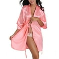 thumbnail image 4 of Tqcoqu Women Hot Fix Casual Solid Color Simulated Silk Home Clothing Robes, 4 of 6