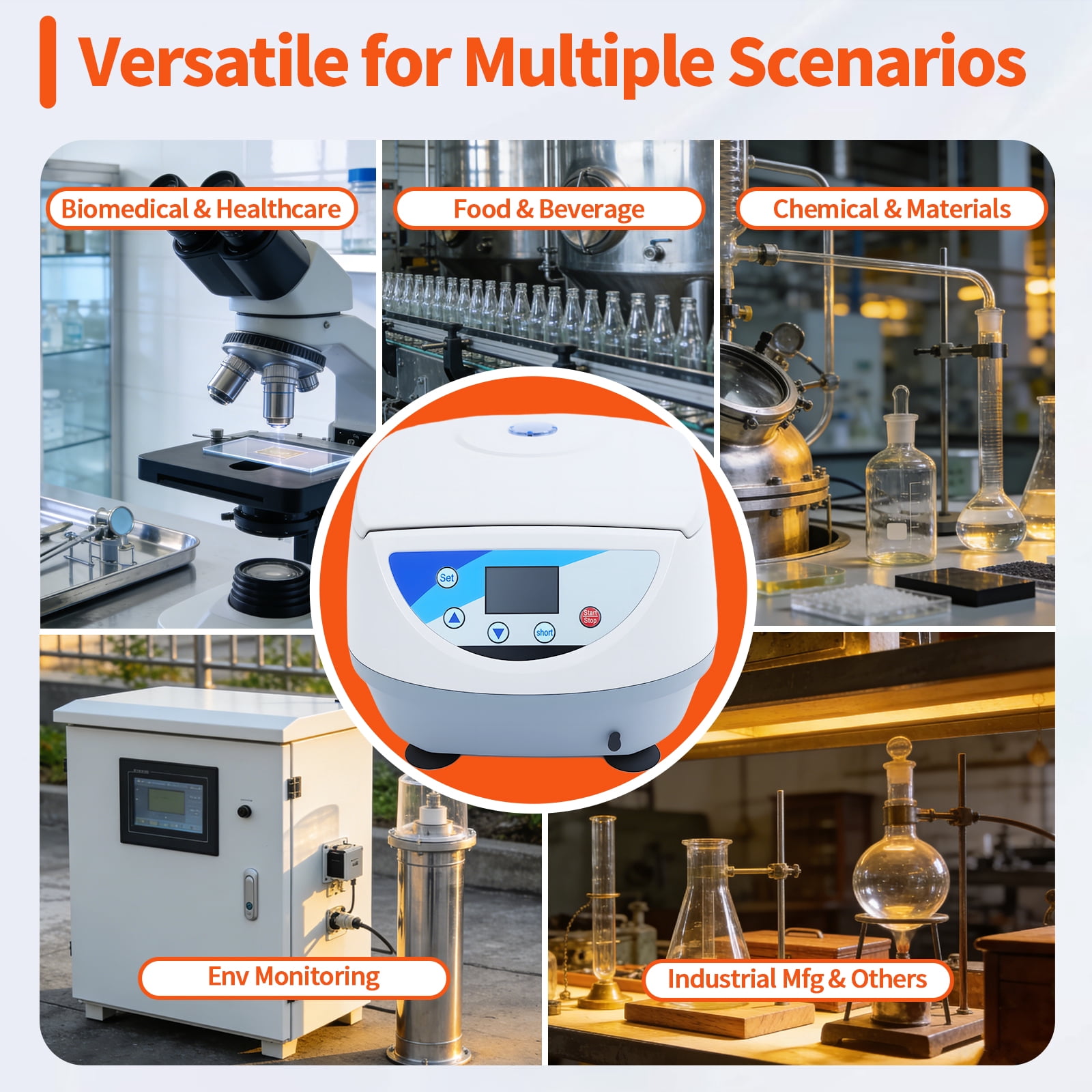 Lab PRP Benchtop Centrifuge, 500-5000 rpmRPM Max. 3074 × g RCF Digital Desktop Lab Centrifuge with LCD Display, for Chemical&Materials Solution Purification