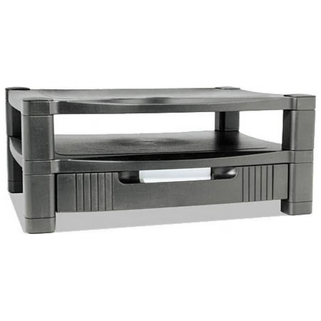 Kantek MS480 17 in. x 13.25 in. 3-1/2 in. to 7 in. Supports 50 lbs. Two-Level Monitor Stand - Black