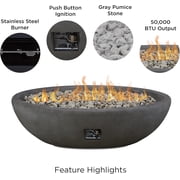 Real Flame Riverside 58 Oval Concrete Propane Fire Pit in Shale