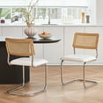 thumbnail image 3 of GrandNoor White Rattan Dining Chairs,Wooden Mid-Century Modern Kitchen Chairs, Armless Mesh Back Cane Chairs, Famous Cesca Design Chairs with Metal Chrome Leqs, Set of 2, 3 of 6