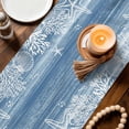 thumbnail image 3 of Blue Coastal Nautical Table Runner 70 Inches, Summer Ocean Sea Waves Starfish Coral Bed Runner Dresser Scarves Tabletop for Indoor Outdoor Parties/Ceremony/Banquet, 13" x 70", 3 of 9
