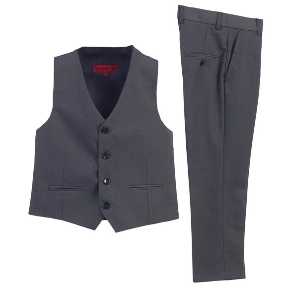 2 Piece Kids Boys Charcoal Vest and Pants Formal Set, 10