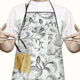 thumbnail image 2 of Gray Pioneer Flower Pattern Apron-Garden Aprons for Women with Pockets-Cotton Linen Waterproof Kitchen Cooking Gardening Aprons Adjustable for Kitchen,Cooking,BBQ and Salon 33x27 Inch, 2 of 7