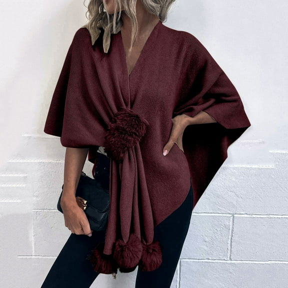Tittly Shawl Wraps for Women Scarf for Women Women Fashion Winter Striped V Neck Tassel Wool Sweater Top Blouse Head Scarf Winter Scarf B one size