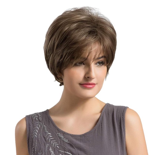 Peluca De Pelo Sintético De Color Mezclado Para Mujer Magideal Pelucas Llenas Rectas Cortas Mullidas Naturales