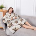 thumbnail image 5 of Oversized Wearable Blanket Hoodie,Beige Highland Cow Flower Pattern Sherpa Blanket Hoodie with Super Pockets,Super Warm Fuzzy Pullover for Women & Men, 5 of 6