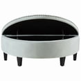 thumbnail image 4 of Nathan Velvet Modern Contemporary Button Tufted Gold Nailhead Trim Half Moon Storage Ottoman, Light Grey, 4 of 8