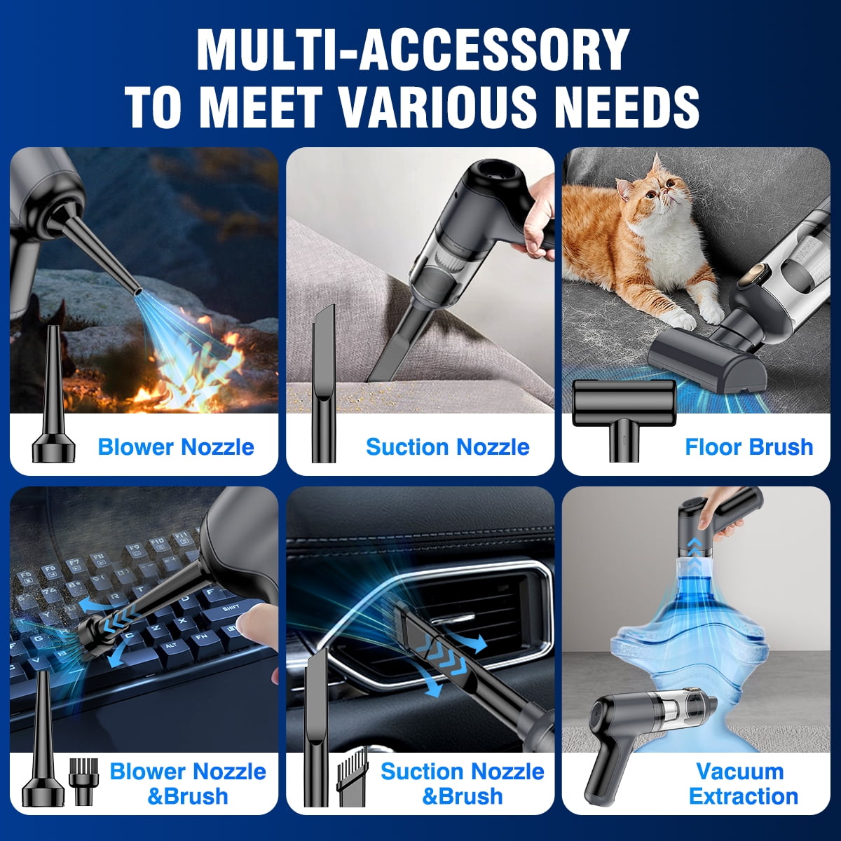 Car Vacuum Cleaner Cordless, 20000PA Wireless Portable Vacuum Cleaner with Strong Suction, Mini Car Vacuum, Home, Pet Hair