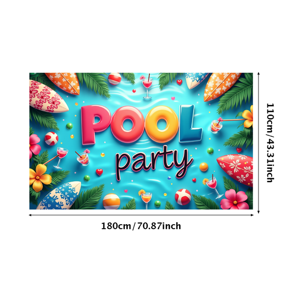 LUUFILx Pool Party Banner Outdoor Summer Backdrop for Beach Event Decorations Vibrant Swimming Photo Props Fun Hawaiian Party Supplies Water Background Decor