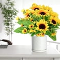 thumbnail image 3 of 8 Pack Artificial Sunflowers Bouquets with Stems for Wedding Bridal Shower Table Birthday Indoor Outdoor, Fake Faux Sunflowers Bulk with 4 Big Sunflowers Heads 9 Small Sunflowers Heads, 3 of 5