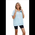 thumbnail image 2 of Sudadera con Capucha de Media Cremallera para Mujer, de Corta, Informal, con Bolsillos. Azul XL, 2 of 10