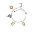 thumbnail image 2 of Delight Jewelry Goldtone Baseball/Softball Spinner Multi-Colored Crystal Love Charm Bracelet, 2 of 5