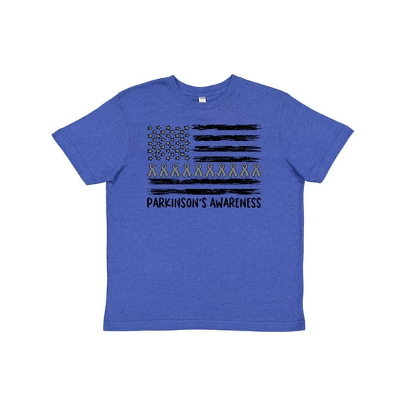 Inktastic Parkinson's Awareness Gray Ribbons and Flag Youth T-Shirt
