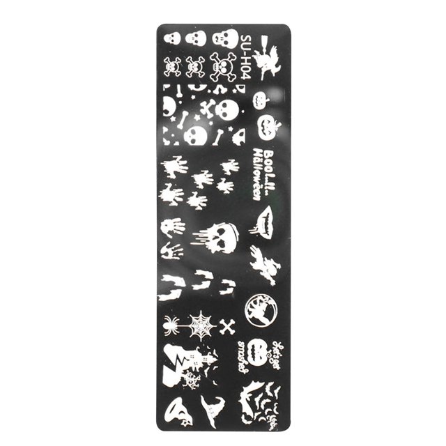 Plaques d'Art d'Ongles d'Halloween, Modèles de Timbres d'Image, Pochoir de Manucure