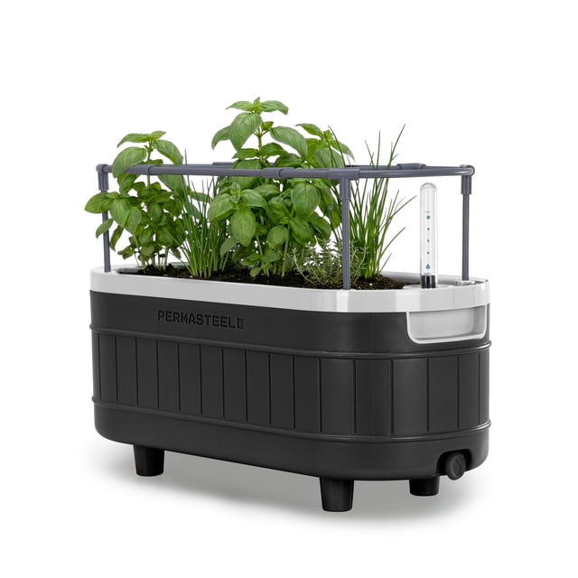 Permasteel - Self-Watering Planter Box with Mounting Brackets - Black