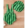 thumbnail image 3 of Infant Baby Girls 2 Piece Summer Outfits, Elastic Waist Square Neck Sleeveless Romper + Watermelon Print Hat Set, 3 of 9
