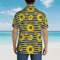 thumbnail image 3 of Lsque Sunflowers On Black And White Stripes pattern Hawaiian Shirt for Men, Unisex Summer Beach Casual Short Sleeve Button Down Shirts-Small, 3 of 9