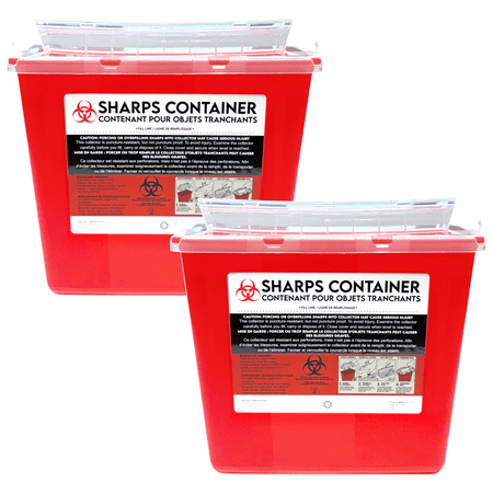 Sharps Container for Professional and Home Use - 5 Quart / 5 Liter Large Size Sharp Container Needle Disposal Containers for Needles Pack of 2