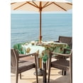 thumbnail image 3 of Outdoor Tablecloth with Umbrella Hole for Patio/Picnic/Party/Camping, Cute Raccoon Forest Waterproof Table Cloth Square Cover Washable, Green Trees Cone Leaves Mushroom (60"x 60"), 3 of 8