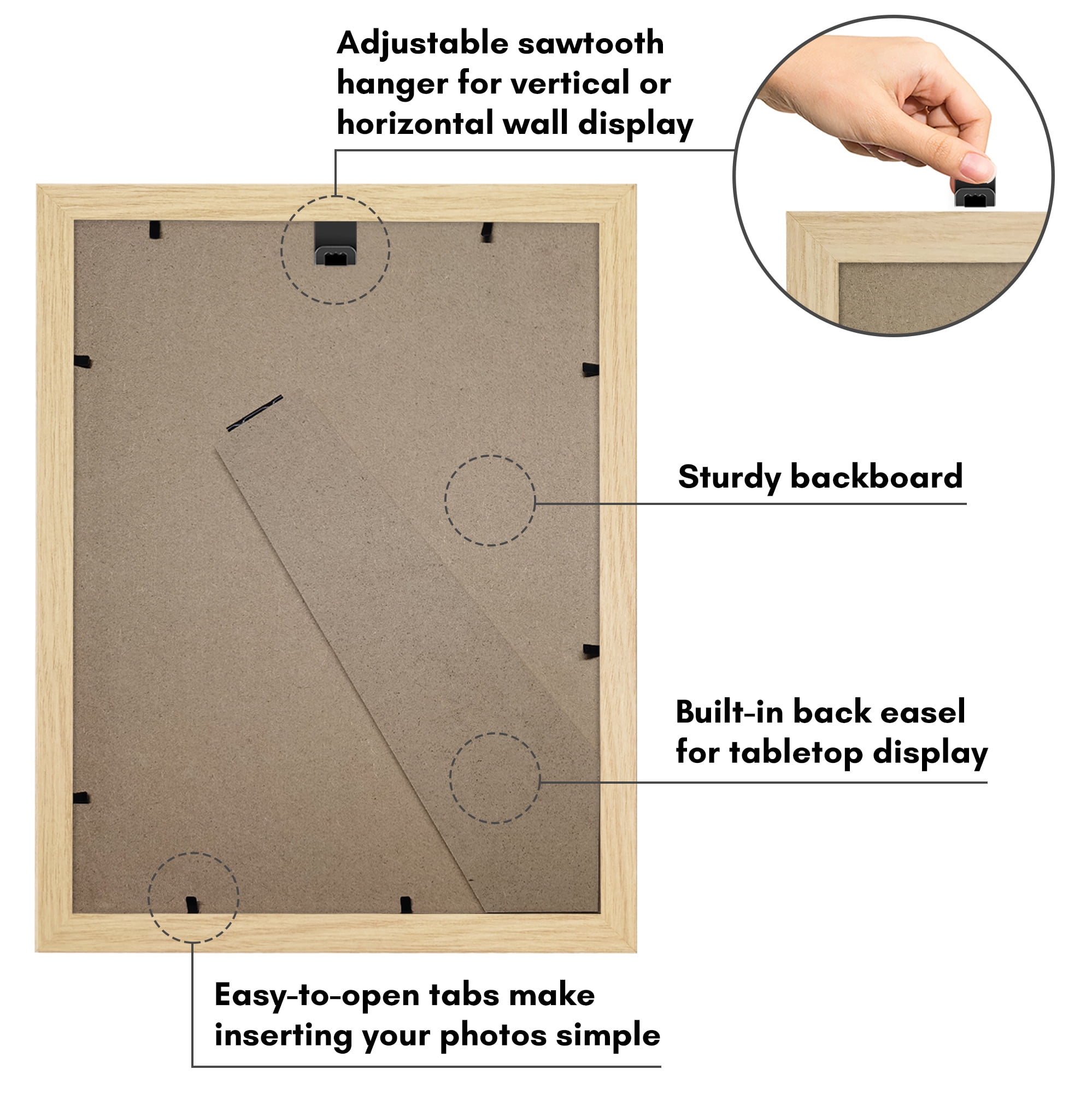 Americanflat 9x12 Picture Frame shaped natural elevate cherished photos unique expertly crafted border black - Oak