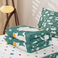 thumbnail image 5 of Manfei Funny Cat Zipper Twin Comforter Sets with Fitted Sheet and 2 Pillowcases, Kawaii Pet Animal Zipper Bedding Set, Teal Green, Polkadot Reversible, 4pcs, 5 of 7