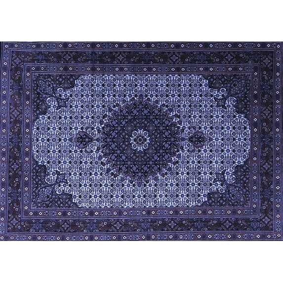 Ahgly Company Indoor Rectangle Medallion Blue Traditional Area Rugs, 7' x 10'