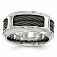 thumbnail image 1 of Edward Mirell Acier Inoxydable et Câble Ti Noir 10,75 mm Bande Taille 9,5, 1 of 4