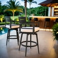thumbnail image 2 of Lisonu Modern Outdoor Swivel Bar Chairs Set of 2, 360 Degree Rotation, Aluminum Frame in Ember Black, with Ergonomic Backrest, Armrests & Sunbrella Cushions, Weather-Resistant, 2 of 10