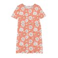 thumbnail image 4 of RXIRUCGD 2025 Summer Clothes for Kids Girl's Flower Print Short Sleeve Stretchy Dress Summer Sleeve Round Neck Dress Dance Skirt for Kids, 4 of 4