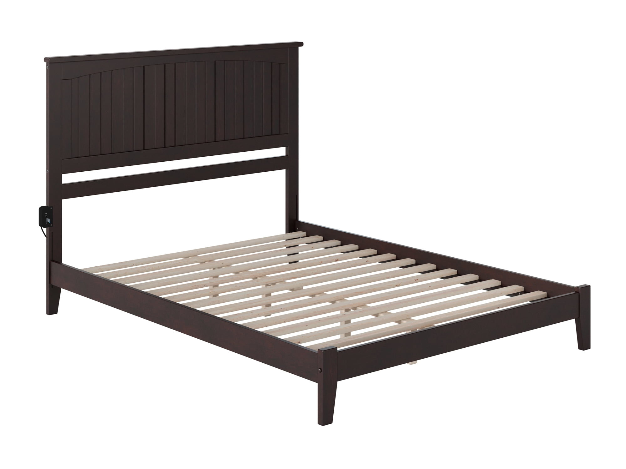 AFI Nantucket King Low Profile Wood Platform Bed Frame with Cottage Headboard, Espresso