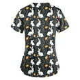 thumbnail image 2 of Women'S Scrub Tops，Scrubs for Women 2026 Easter Bunny Eggs Print Tops for Women V Neck Stretchy Short Sleeve Nursing Shirts with Pockets，Army Green，L, 2 of 3