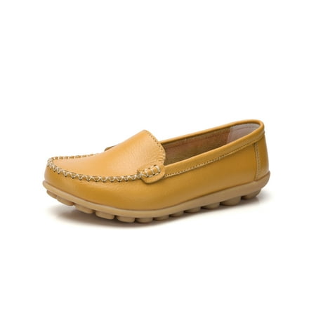 

Woobling Womens Flats Anti-Slip Casual Shoes Round Toe Loafers Women Moccasin Loafer Comfort Nurse Shoe Slip On Low Top Yellow 7
