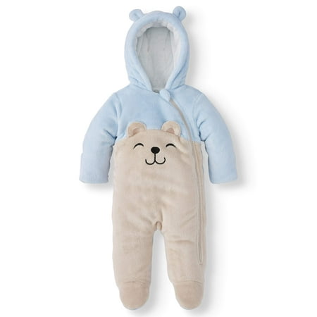 Wonder Nation Baby Boy Bear Ear Fleece Plush Snowsuit (Best Pram For Toddler)