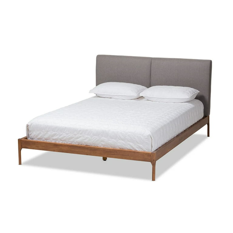 Baxton Studio Aveneil Mid-Century Modern Grey Fabric Upholstered Walnut Finished Full Size Platform Bed Baxton Studio Aveneil Mid-Century Modern Grey Fabric Upholstered Walnut Finished Full Size Platform Bed