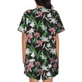 thumbnail image 3 of Naloa Lilies Flowers Women's Short-Sleeved Pajama Set, Loungewear, Summer pajamas, Breathable Cozy - Large, 3 of 9