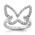 thumbnail image 5 of 925 Sterling Silver Rhodium-plated Cubic Zirconia Butterfly Ring Size 8, 5 of 7