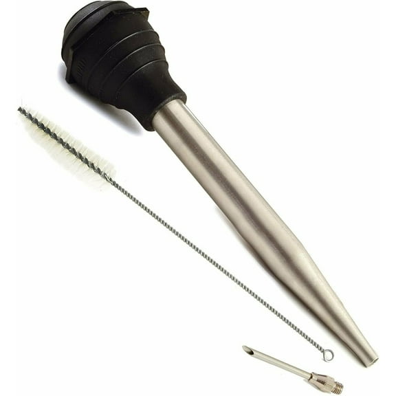 Norpro Deluxe Stainless Steel Baster with Injector and Cleaning Brush