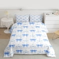 thumbnail image 2 of jejeloiu Ribbon Bowtie Print Full Size Comforter Sets,Blue Heart Pattern Bedding Sets For Kids Reversible 3-Piece, 2 of 8