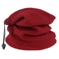 thumbnail image 2 of rygai Drawstring Thickened Warm Tube Scarf Unisex Autumn Winter Outdoor Polar Fleece Cycling Face Cover,Wine Red, 2 of 8