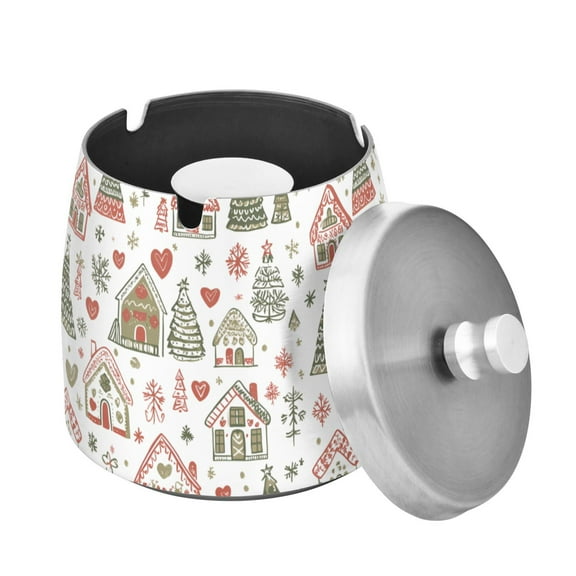 Yayeee Ashtray with Lid for Cigarette Smokeless Stainless Steel Home Ash Holder, Nordic Christmas House