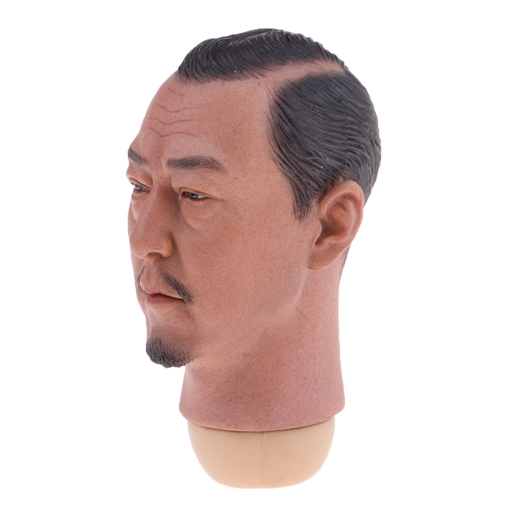 Handcrafted Male Head Sculpt with Black Hair for 1/6 Scale Figures Body Accs 