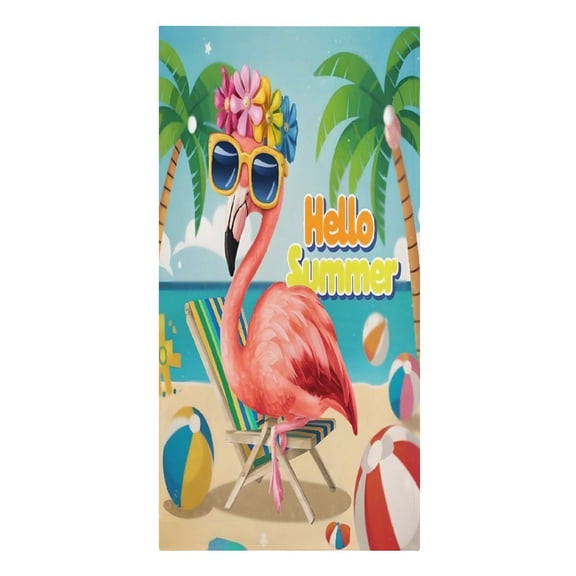 RKSupls Flamingo Summer Beach Fun Microfiber Beach Towel Absorbent Compact Towels for Swimming Pool Beach Travel Things for Vacation Essentials Adult Gift,61.4×30.3Inch