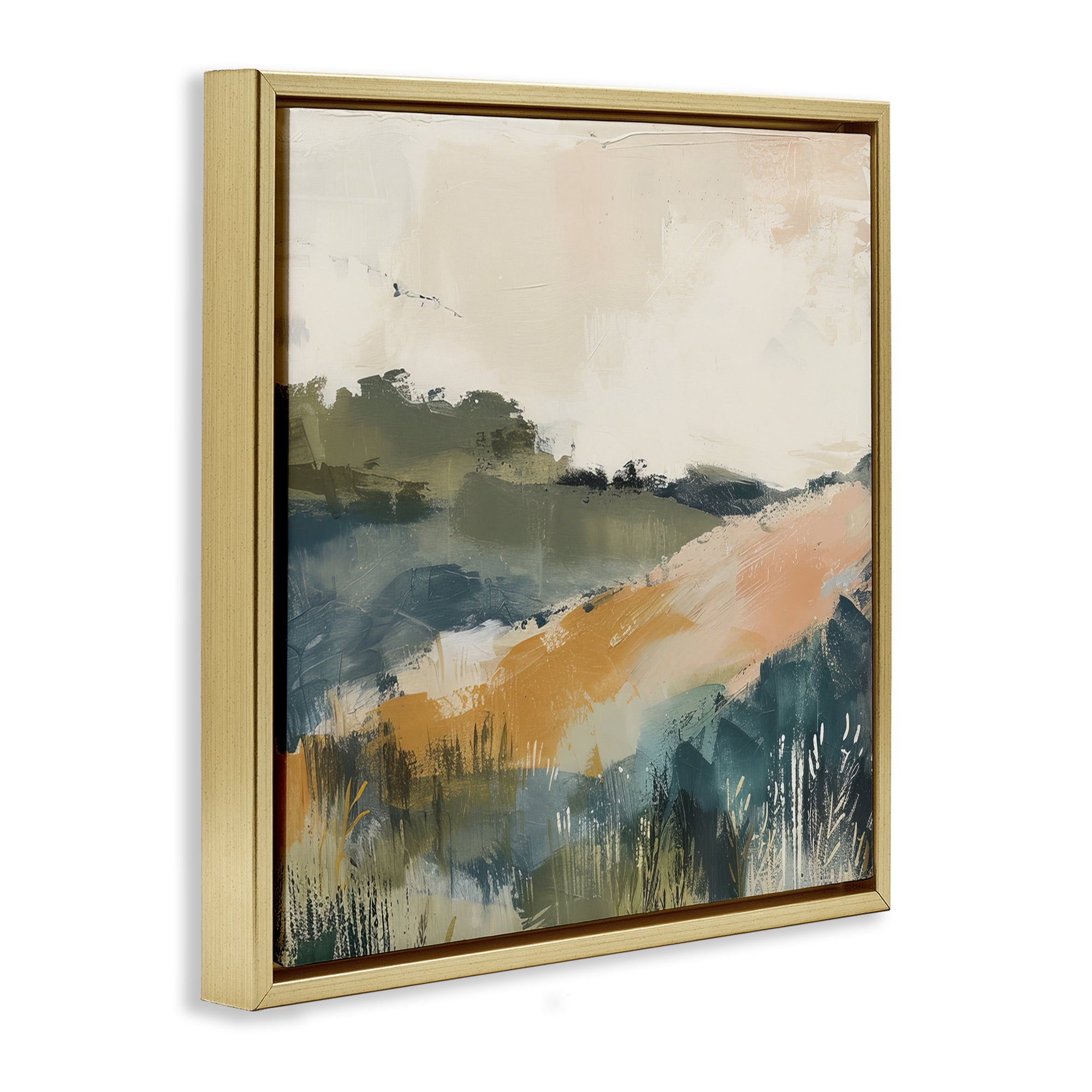 Stupell Industries Abstract Nature Hills Landscape & Nature Painting Gold Floater Framed Canvas Art Print Wall Art, 18 x 18