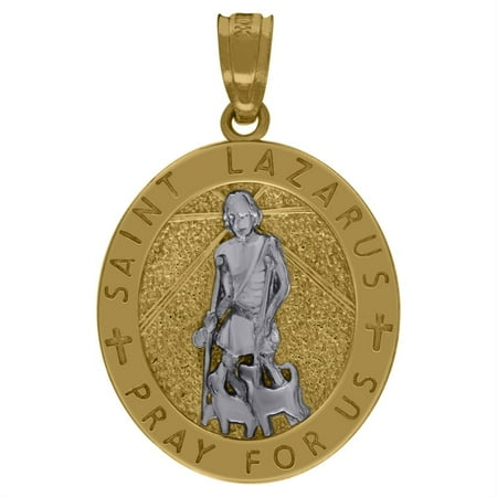 Auriga Fine Jewelry 10K Two-Tone Gold Religious St. Lazarus Pendant for Men