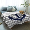 thumbnail image 2 of King Size Super Soft Flannel Blankets Bed Throw-Blankets,Nautical Blue Anchor Chevron Zig Zag Design Gray and White,Warmth Blanket for Bedroom Living Room Sofa Couch Office Home Decor,59x79in, 2 of 6