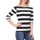 thumbnail image 1 of Camisetas de rayas para mujer Inspire Chic, corte ajustado, mangas de codo, cuello barco, talla XS, negro y blanco, 1 of 7